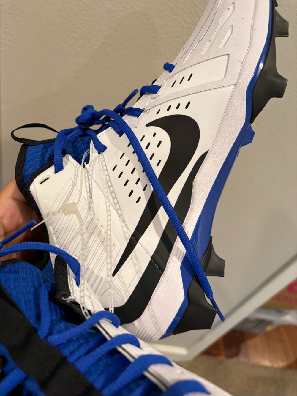 Nike Alpha Menace Strong Men's Football Cleats Size 10 II5139-101 White/Blue New - Picture 12 of 13